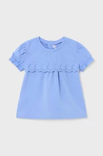 Bluzki dla dziewczynek - Mayoral bluzka niemowlęca kolor niebieski gładka - grafika 1