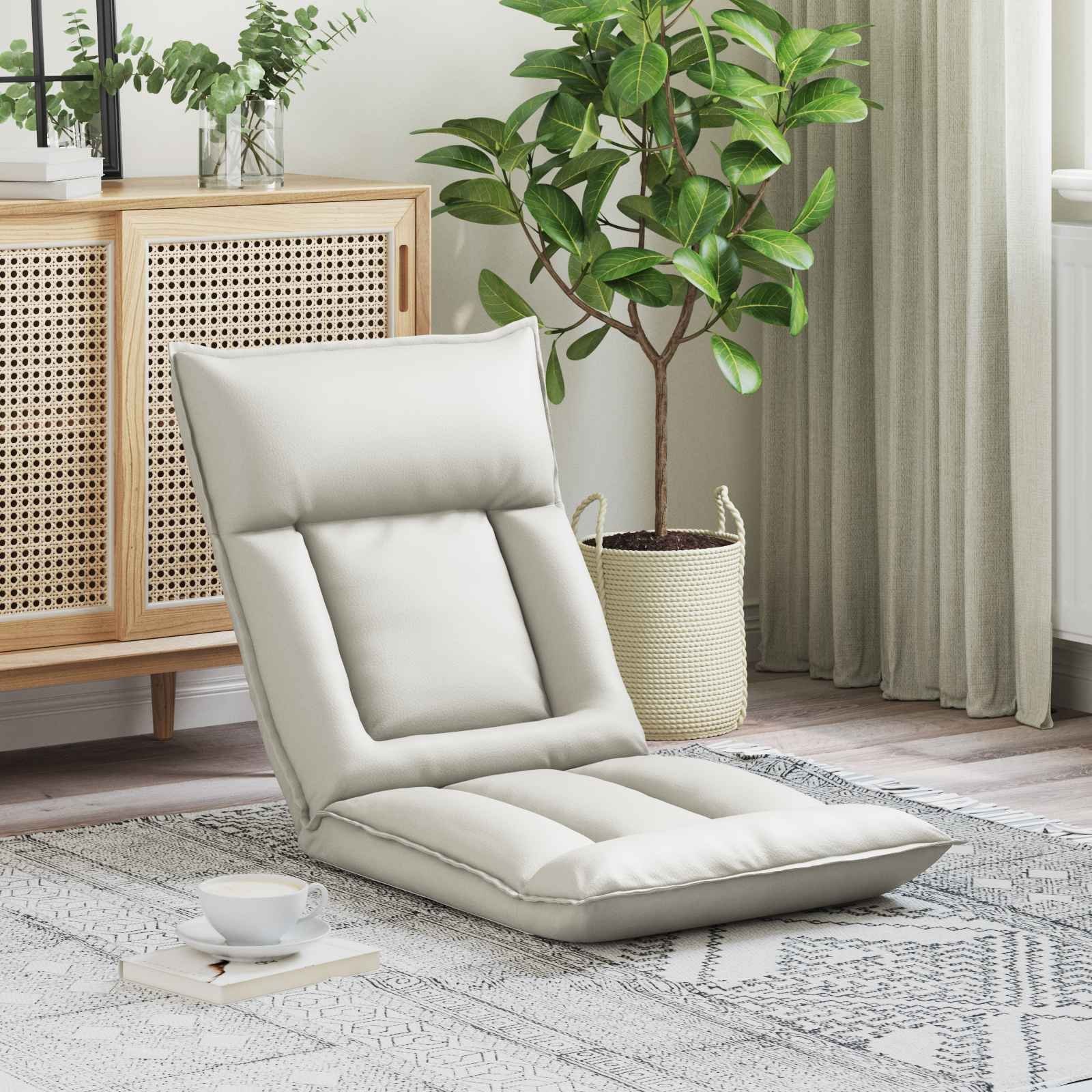 vidaXL vidaXL Krzesło na podłogę Biały 55 x 61 x 70 cm Skóra ekologiczna