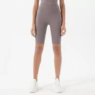 Spodenki damskie - EULLA Dwustronne damskie krótkie legginsy polerowane spodnie fitness wysoka talia brzoskwiniowe biodra pięcioczęściowe obcisłe joga sportowe szorty joga spodnie do jogi, jasnoszary, L - miniaturka - grafika 1