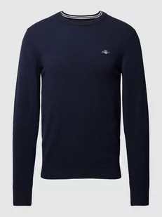 Sweter z dzianiny z wyhaftowanym logo - Swetry męskie - miniaturka - grafika 1