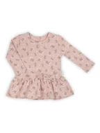 Bluzki damskie - Niemowlęca bluzka z długim rękawem baskinka pudrowa Nicol,r.68 - miniaturka - grafika 1