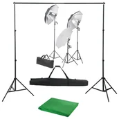 Lampy studyjne - vidaXL Lampa studyjna Fotograficzny zestaw studyjny z lampami i tłem 3055123 - miniaturka - grafika 1
