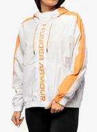 Kurtki i kamizelki sportowe męskie - Kurtka damska Under Armour Rush Woven FZ Jacket - white/mellow orange - miniaturka - grafika 1