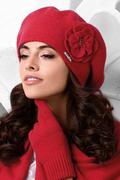 Czapki damskie - Kamea Vicenza Nakrycie głowy beret, czerwony - miniaturka - grafika 1