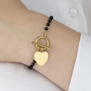 Bransoletka serce STAL SZLACHETNA POZŁACANA - Bransoletki - miniaturka - grafika 1