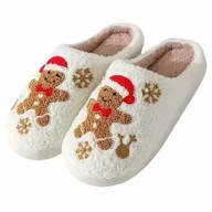 Kapcie damskie - Świąteczne Ciepłe Pluszowe Kapcie Baranek Ludzik z Piernika 36-37 - miniaturka - grafika 1