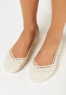 Baleriny - Beżowe Koronkowe Balerinki Wsuwane Treada - miniaturka - grafika 1