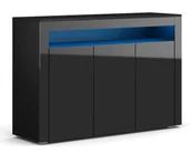 Inne meble do salonu - Komoda Sofia Czarny Mat / Czarny Połysk + Led - miniaturka - grafika 1