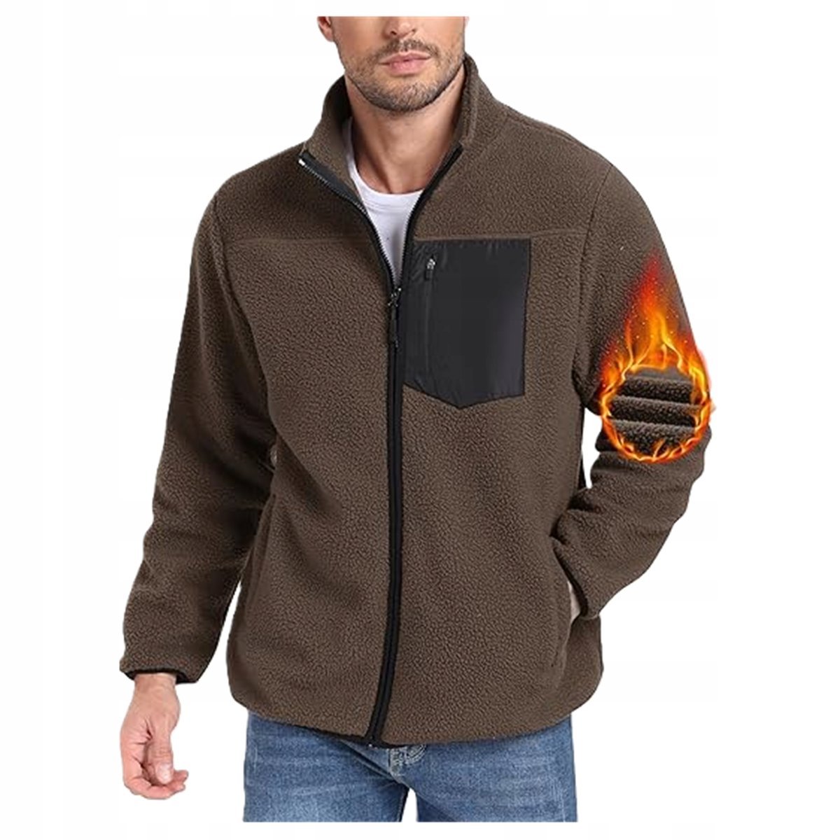 męska bluza polarowa MoFiz kurtka brązowy M