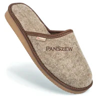 Kapcie męskie - PanSzew Kapcie Męskie z WEŁNY NATURALNEJ Góralskie Pantofle PREMIUM Szare 40-46 - miniaturka - grafika 1
