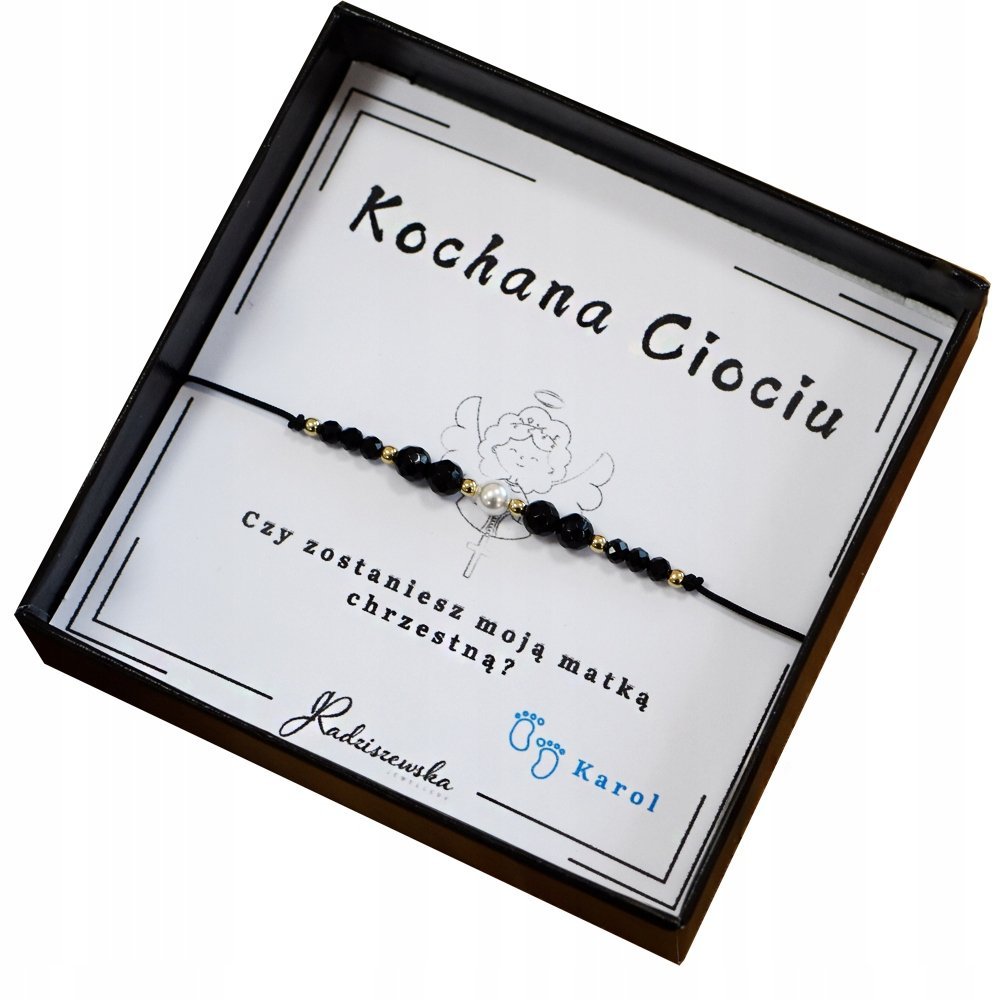 Czy zostaniesz moją matką chrzestną Bransoletka Kamienie Naturalne Srebro