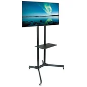 Akcesoria do monitorów - Stojak mobilny uniwersalny na monitor 30-65", max 60kg, regulowany, półka - miniaturka - grafika 1