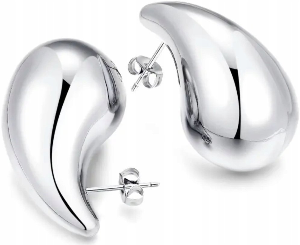 Srebrne Kolczyki Nowoczesne Eleganckie Krople Stal Chirurgiczna Posrebrzane