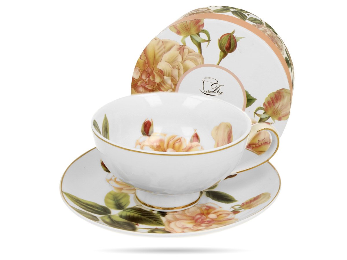 Filiżanka Ze Spodkiem 220 Ml First Lady Gold Porcelana Na Prezent Duo