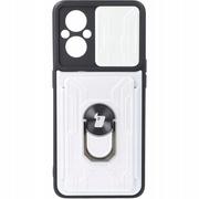 Etui i futerały do telefonów - Bizon Etui Case CamShield Card Slot Ring do Oppo Reno 7 Lite 5G białe - miniaturka - grafika 1