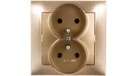 Gniazdka elektryczne - Ospel Gniazdo ścienne IMPRESJA Podwójne z/u złoty metalik GP-2YZ/28 - miniaturka - grafika 1