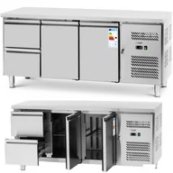 Stoły gastronomiczne - Stół chłodniczy z blatem roboczym 2 komory 2 szuflady -2-10 C 417 l 275 W - miniaturka - grafika 1