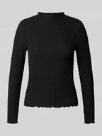 Bluzki damskie - Bluzka o kroju slim fit z długim rękawem i dodatkiem wiskozy model ‘LEMMA’ - miniaturka - grafika 1