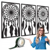 Dekoracje domu - ŁAPACZ SNÓW Z DREWNA PANELE AŻUROWE ZESTAW 120 cm OBRAZ AŻUROWY DO SALONU - miniaturka - grafika 1