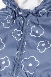 Kurtka dziewczęca typu parka - niebieska w kwiatki - Kurtki i płaszcze dla dziewczynek - miniaturka - grafika 3
