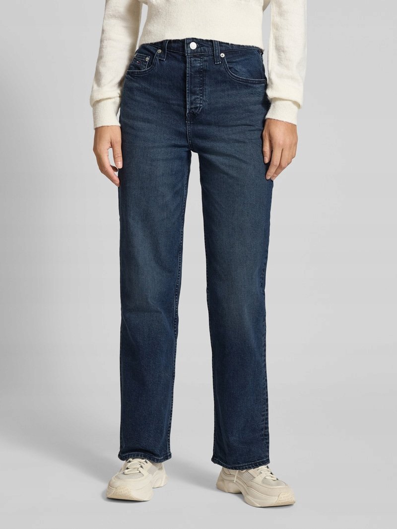TOMMY JEANS CIEMNE JEANSY RURKI Z PRZETARCIAMI WYSOKI STAN 27/32 XTA
