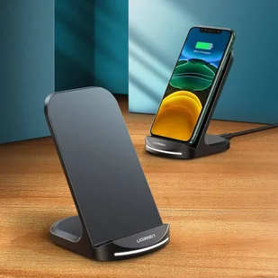 Ugreen bezprzewodowa ładowarka Qi 10 W podstawka stojak na telefon + kabel USB - USB Typ C czarny (60228 ED025) - Kable USB - miniaturka - grafika 2