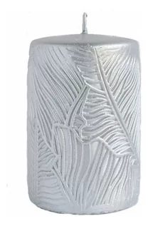 Świece - ARTMAN Świeca ozdobna Tivano - walec mały (średnica 7cm) srebrny 1szt - grafika 1