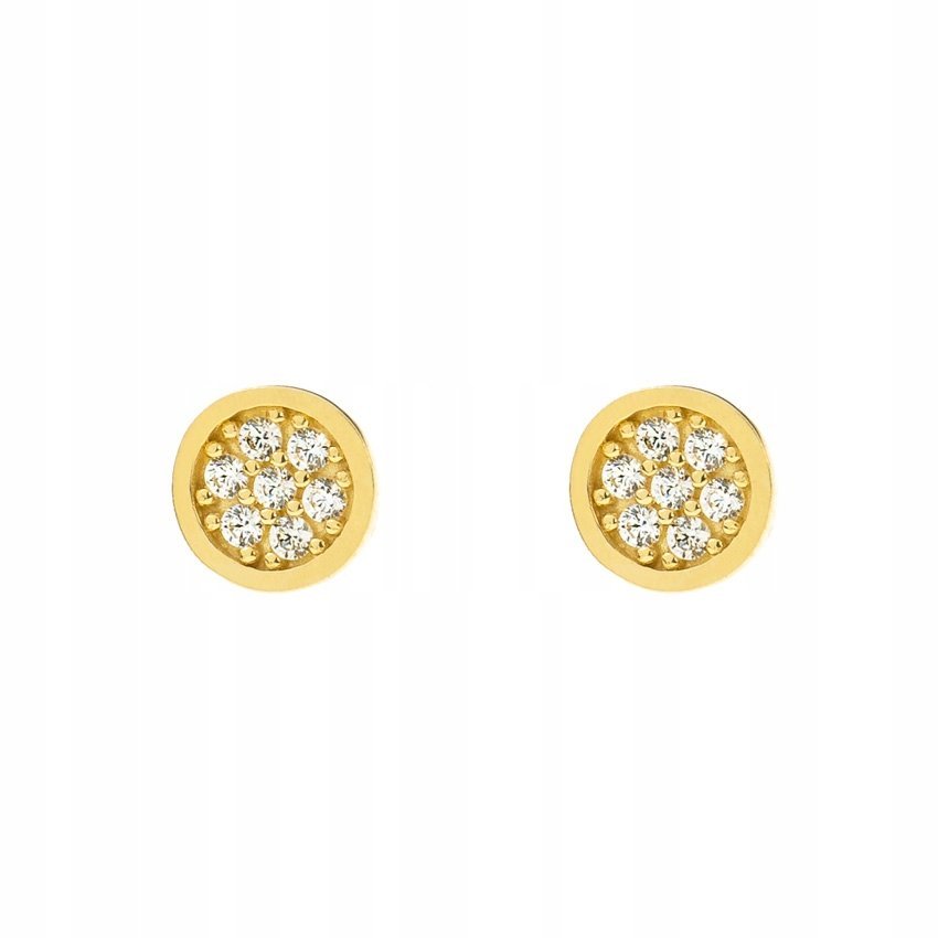 Złote Kolczyki Sztyft Kółko z Kamieniami P.585