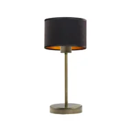 Lampy stojące - Czarna lampka nocna w stylu vintage NICEA VELUR z abażurem ze złotym wnętrzem - miniaturka - grafika 1