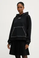 Bluzy damskie - Karl Lagerfeld bluza damska kolor czarny z kapturem wzorzysta A3W20011 - miniaturka - grafika 1