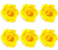 Sztuczne kwiaty - KWIATY MYDLANE ŻÓŁTA róża z mydła pachnie na PREZENT BOX wielkanoc 6 szt - miniaturka - grafika 1