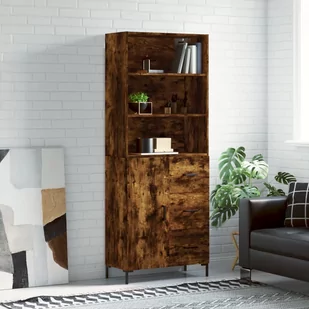 vidaXL Witrynka przydymiony dąb 69,5x34x180 cm materiał drewnopochodny - Witryny - miniaturka - grafika 1