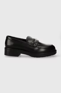 Calvin Klein mokasyny skórzane RUBBER SOLE LOAFER W/HW damskie kolor czarny na platformie HW0HW02006 - Mokasyny damskie - miniaturka - grafika 1
