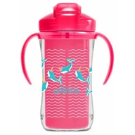Kubki dla dzieci - Dr Brown's Kubek termiczny ze słomką 300 ml delfiny 12m+ różowy - miniaturka - grafika 1