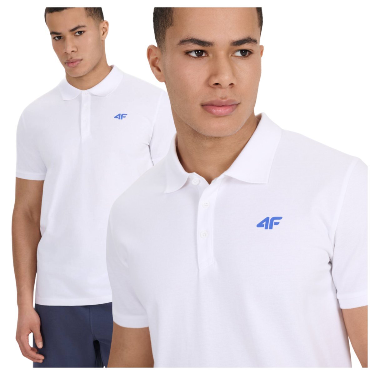 Koszulka polo męska 4F 4FWSS25TPTSM704-10S Biały Roz. XL