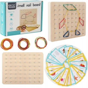 Układanka gumkami edukacyjna drewniana tablica kreatywna sorter 3+ MA-078 - Zabawki sensoryczne - miniaturka - grafika 1