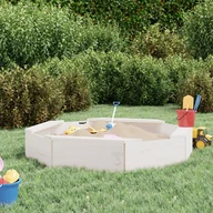 Place zabaw - vidaXL Piaskownica z siedziskami, biała, ośmiokątna, drewno sosnowe - miniaturka - grafika 1