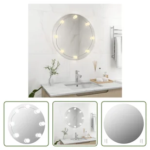 The Living Store Lustro ścienne z oświetleniem LED okrągłe szkło - Lustra - miniaturka - grafika 1