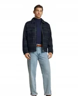 Kurtki męskie - Jack & Jones Granatowa Kurtka Męska w Kratę z Zamkiem XL Jxa - miniaturka - grafika 1