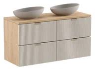 Szafki łazienkowe - Szeroka szafka wisząca pod umywalkę nablatową kaszmirowy + orzech B0-R58 - miniaturka - grafika 1