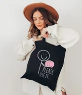 Torby i wózki na zakupy - czarna torba bawełniana na zakupy - miniaturka - grafika 1