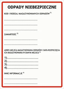 Naklejka, etykieta ODPADY NIEBEZPIECZNE + OPIS format 15X21cm - Akcesoria BHP - miniaturka - grafika 1