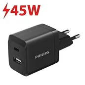 Ładowarki do telefonów - Ładowarka sieciowa PHILIPS DLP5321NB/12 45W Czarny + Kabel USB-C-USB-C - miniaturka - grafika 1