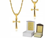 Biżuteria dla dzieci - Złoty łańcuszek srebro pozłacane krzyżyk 55 cm DEDYKACJA S3K17 - miniaturka - grafika 1