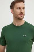 Koszulki męskie - Lacoste t-shirt męski kolor zielony gładki - miniaturka - grafika 1
