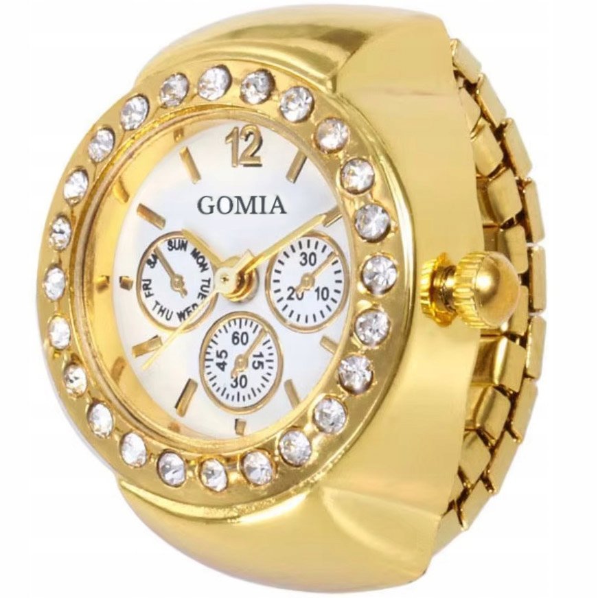 Złoty Sygnet Luksusowy Zegarek Regulowany Rozmiar 14-23 Działający Nastaw