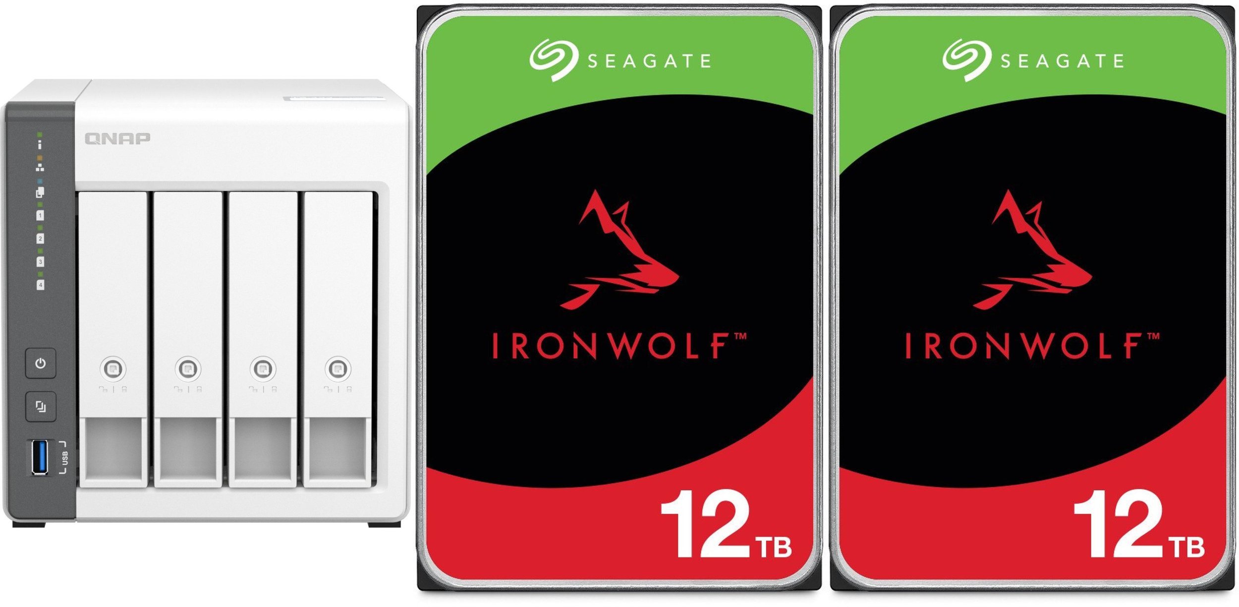 Serwer plików Qnap TS-433-4G + 2x Seagate IronWolf 12TB ST12000VN0008