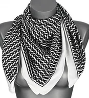 Apaszki i szaliki damskie - Chusta damska apaszka satynowa LITERA V MDB-56B czarna z białym - miniaturka - grafika 1