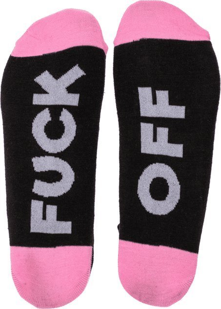 Out of the blue Długie Skarpetki z Napisem - FUCK OFF różowo-czarne