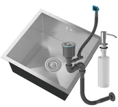 Zlewozmywaki - Granitan HEKTOR Zlew Stalowy Podblatowy 1Komora + Dozownik +Syfon - miniaturka - grafika 1